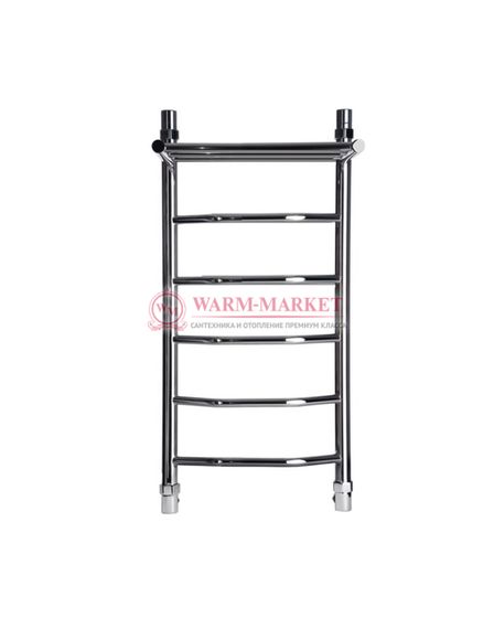 Galant 6 (трапеция) - водяной полотенцесушитель с полкой из нержавеющей стали