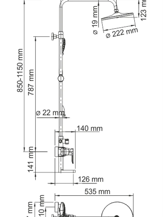 Душевой комплект со смесителем черный A16601-Bl