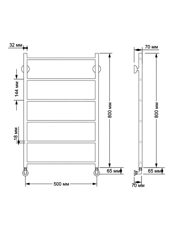 Водяной полотенцесушитель Secado Триада 1 из латуни