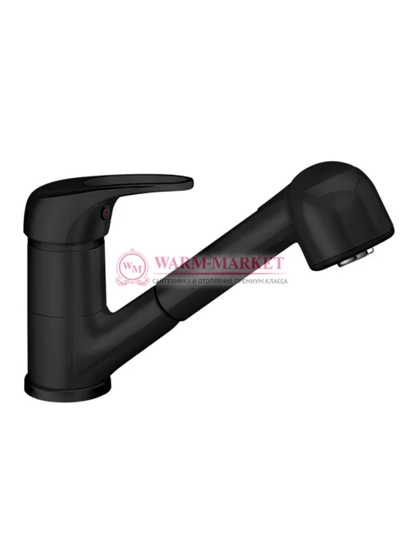 Смеситель для кухни с выдвижной лейкой черный Oder 6365-Bl