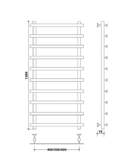 Водяной полотенцесушитель Secado Понтида 1 из нержавеющей стали