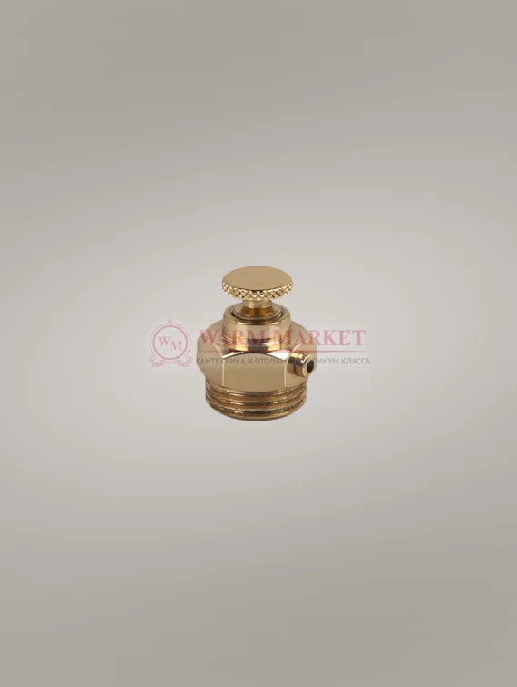 Воздухоотводчик ручной "ретро" для подключения чугунного радиатора 1/2", золото
