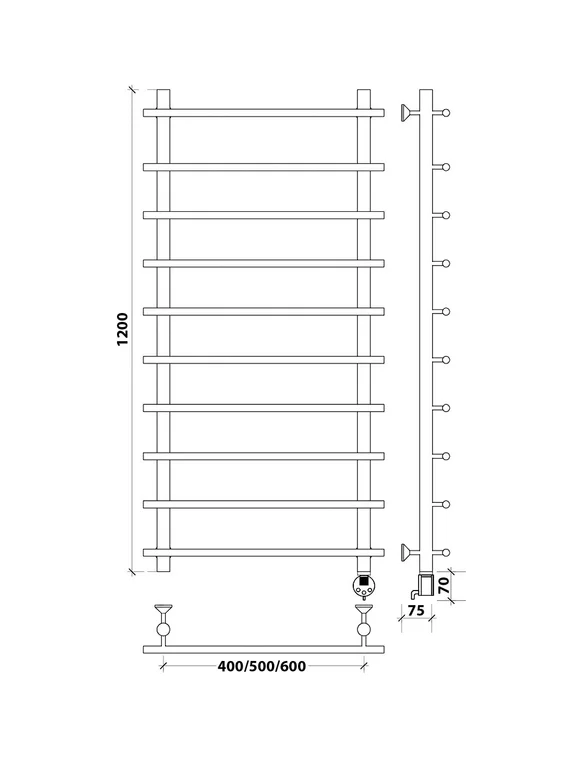 Электрический полотенцесушитель Secado Турин 1 из нержавеющей стали