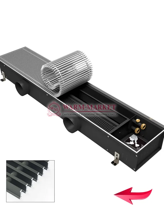 Конвектор внутрипольный Varmann Ntherm Air без вентилятора c алюминиевой решеткой цвета светлой бронзы