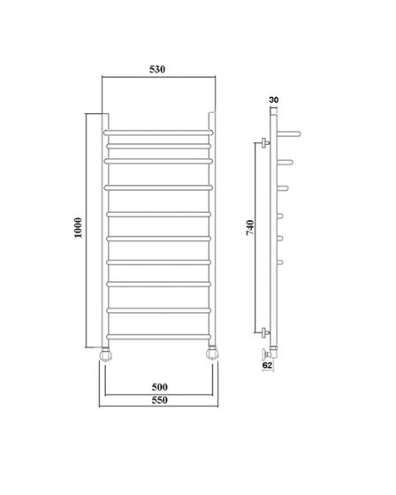 Galant 9 - водяной полотенцесушитель из нержавеющей стали