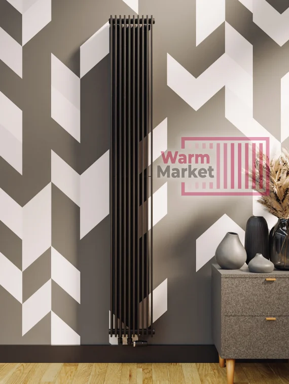 Paralleli v 2 1750 шаг 25 вертикальный трубчатый радиатор из прямоугольного профиля черного цвета