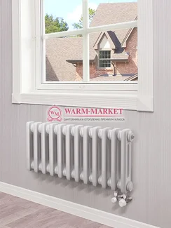 Трубчатый радиатор Dia Norm 3037-12 секций, трехтрубный с нижним подключением с вентилем.