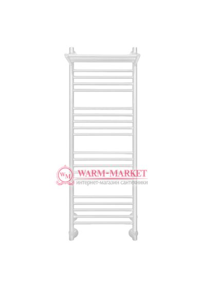 Mini P 1200х400 - узкий полотенцесушитель с полкой из нержавеющей стали 400 мм. шириной, белый.