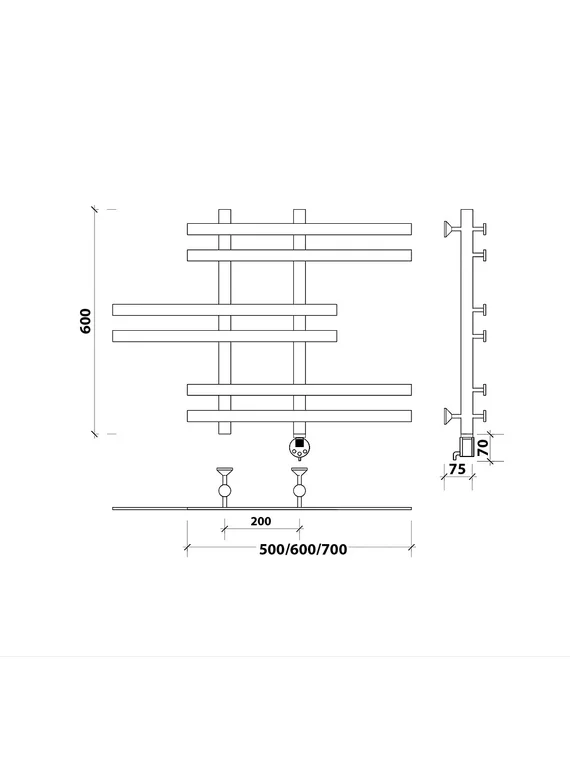 Электрический полотенцесушитель Secado Понтида 6 из нержавеющей стали