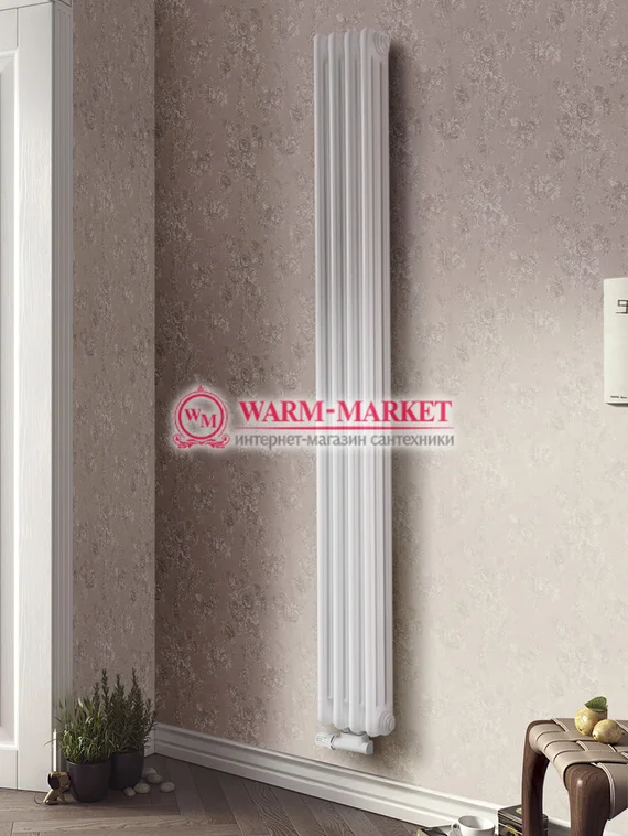 Вертикальный трубчатый радиатор Purmo Delta Lazerline 3180-4 секции, трехтрубный с нижним центральным подключением