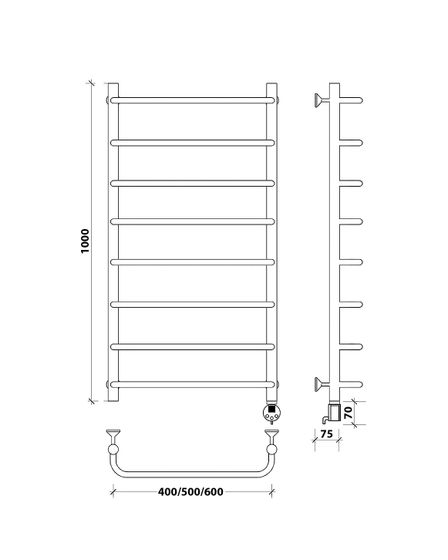 Электрический полотенцесушитель Secado Мерида 1 из нержавеющей стали