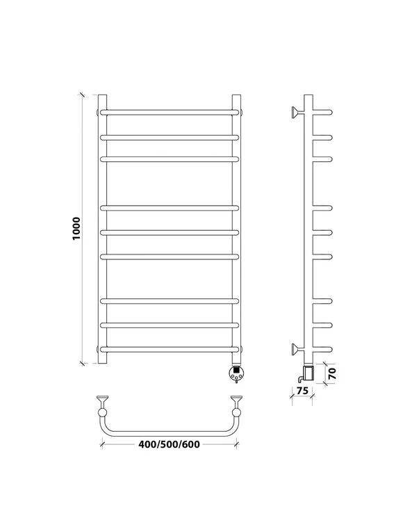 Электрический полотенцесушитель Secado Мерида 3 из нержавеющей стали