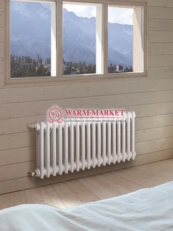 Трубчатый радиатор Purmo Delta 2057-18 секций, двухтрубный с боковым подключением.