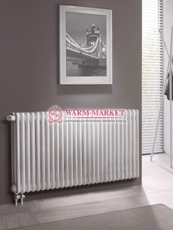Трубчатый радиатор Dia Norm 3057 трехтрубный, нижнее правое/левое подключение с вентилем