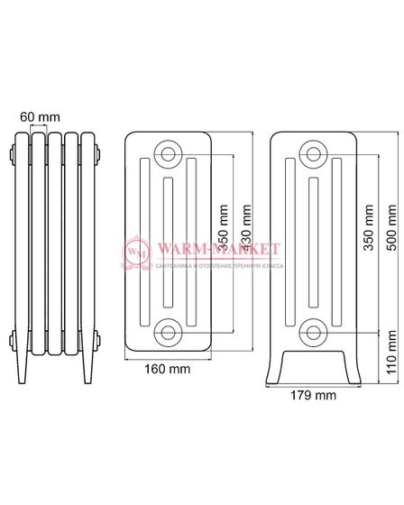 Чугунный радиатор Viadrus Kalor 350/160