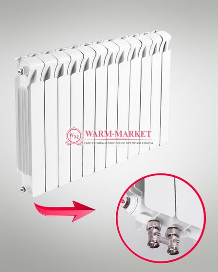 Rifar Monolit VR Ral 500 - цветной биметаллический радиатор с нижним правым подключением