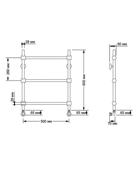 Водяной полотенцесушитель Secado Флоренция 2 из латуни