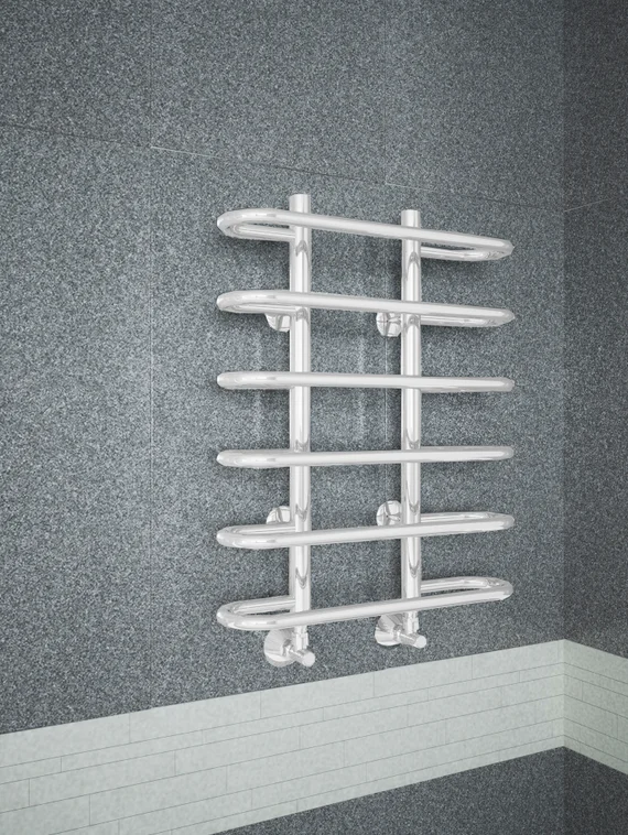 Sahara E - белый полотенцесушитель с закругленными перекладинами.