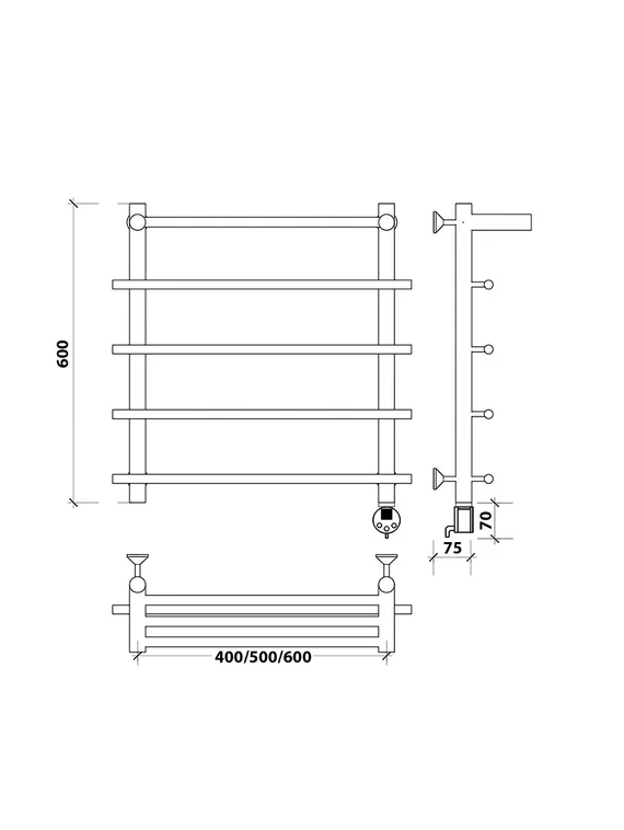 Электрический полотенцесушитель Secado Турин 1 СП из нержавеющей стали