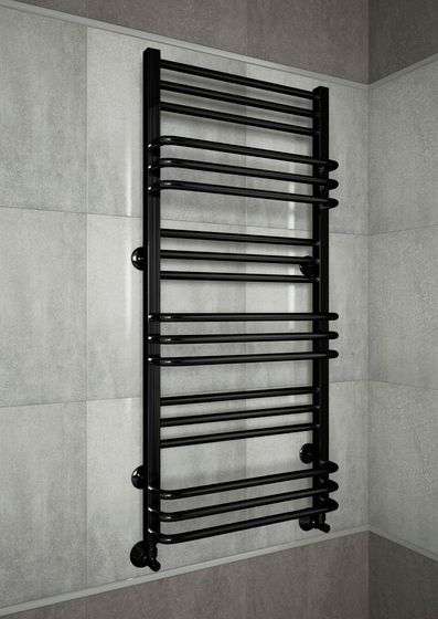 Sorento E - электрический полотенцесушитель черного цвета.