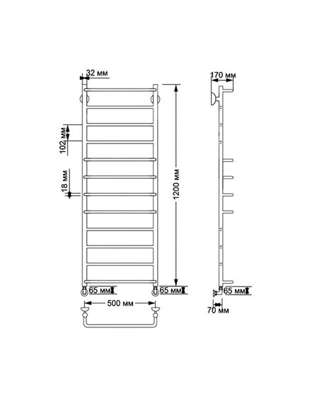 Электрический полотенцесушитель Secado Верона 1 из латуни