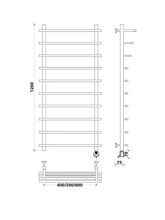 Электрический полотенцесушитель Secado Турин 6 из нержавеющей стали