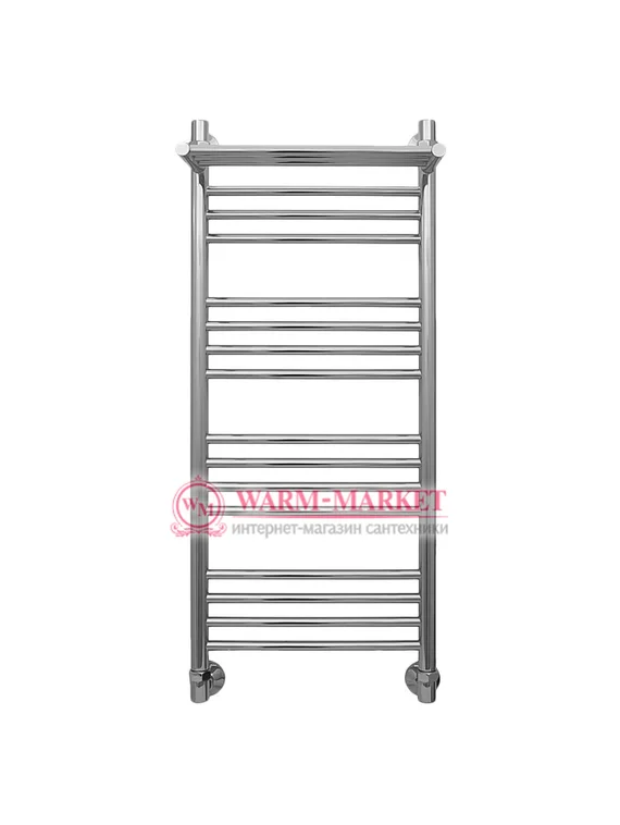 Mini P 1000х400 - узкий водяной полотенцесушитель с полкой из нержавеющей стали 400 мм. шириной, хром.