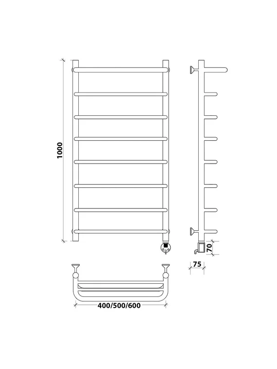 Электрический полотенцесушитель Secado Мерида 1 СП из нержавеющей стали