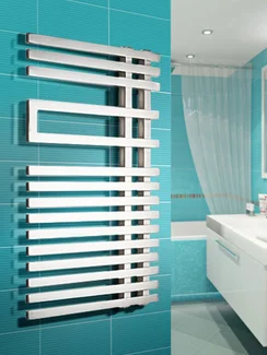 Emilia White - белый дизайн полотенцесушитель оригинальной формы с квадратным профилем