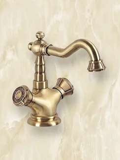 Beta De Lux W - бронзовый смеситель на раковину в стиле ретро