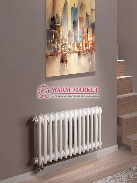 Трубчатый радиатор Purmo Delta 2057-14 секций, двухтрубный с нижним правым/левым подключением.