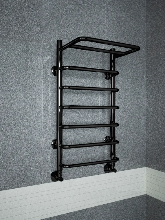Polka - полотенцесушитель с греющей полкой черного цвета