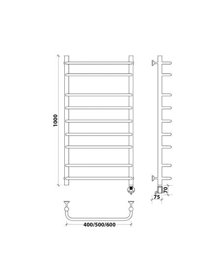 Электрический полотенцесушитель Secado Мерида 2 из нержавеющей стали