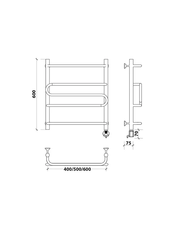 Электрический полотенцесушитель Secado Валенсия 2 из нержавеющей стали