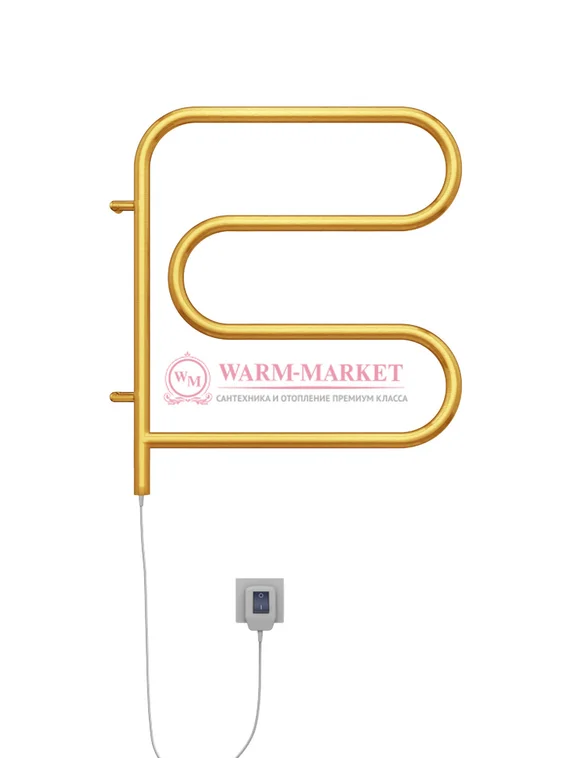F-образный электрический полотенцесушитель, цвет золото