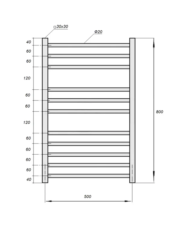 Полотенцесушитель электрический Solent Avellaner SR-004 500х800 П11 белый