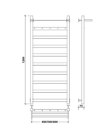 Водяной полотенцесушитель Secado Комано 1 КСП из нержавеющей стали, черный