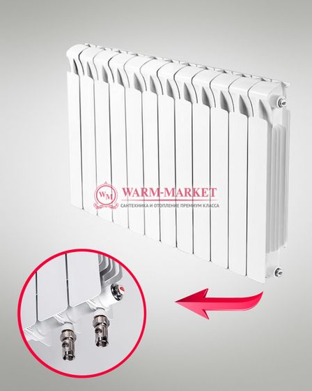 Rifar Monolit VL Ral 500 - цветной биметаллический радиатор с нижним левым подключением