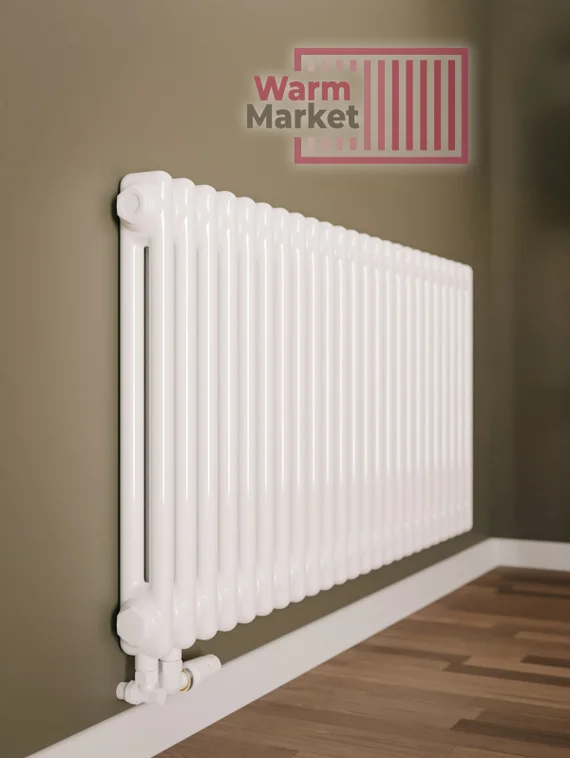 Трубчатый радиатор Solira 2100 N69 твв нижнее подключение с термостатикой, кремовый (RAL 9001)