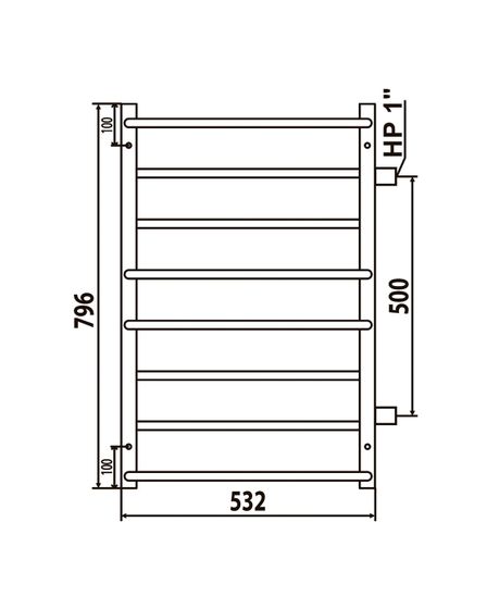 Евромикс П8 - водяной полотенцесушитель, боковое подключение