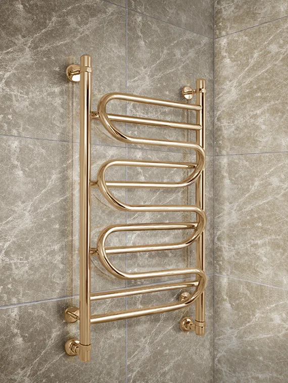 ILLUZIA Bronze - бронзовый водяной полотенцесушитель с перекладинами оригинальной формы