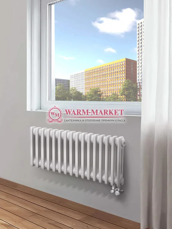 Трубчатый радиатор Dia Norm 3037-16 секций, трехтрубный с нижним подключением с вентилем.