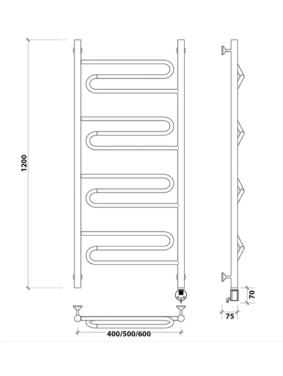 Электрический полотенцесушитель Secado Валенсия 1 из нержавеющей стали