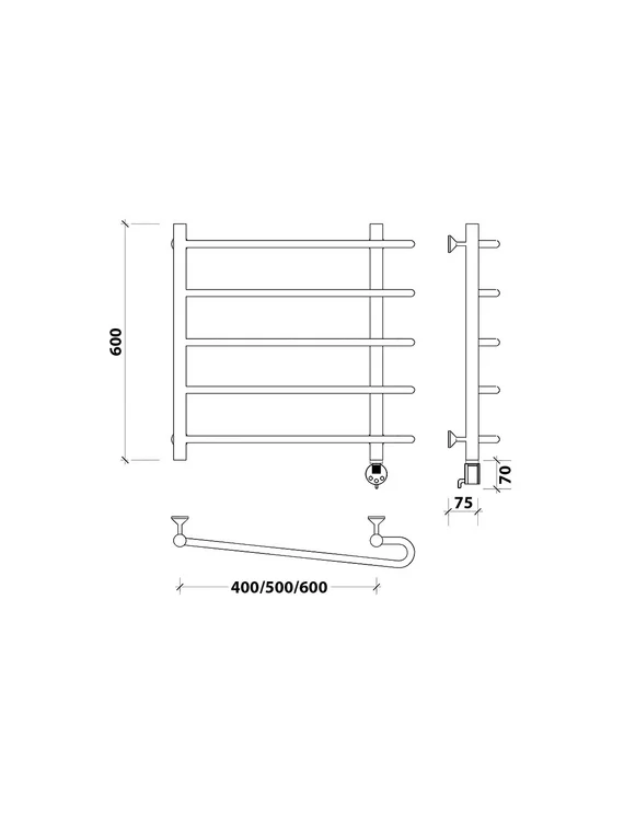 Электрический полотенцесушитель Secado Венеция 2 из нержавеющей стали
