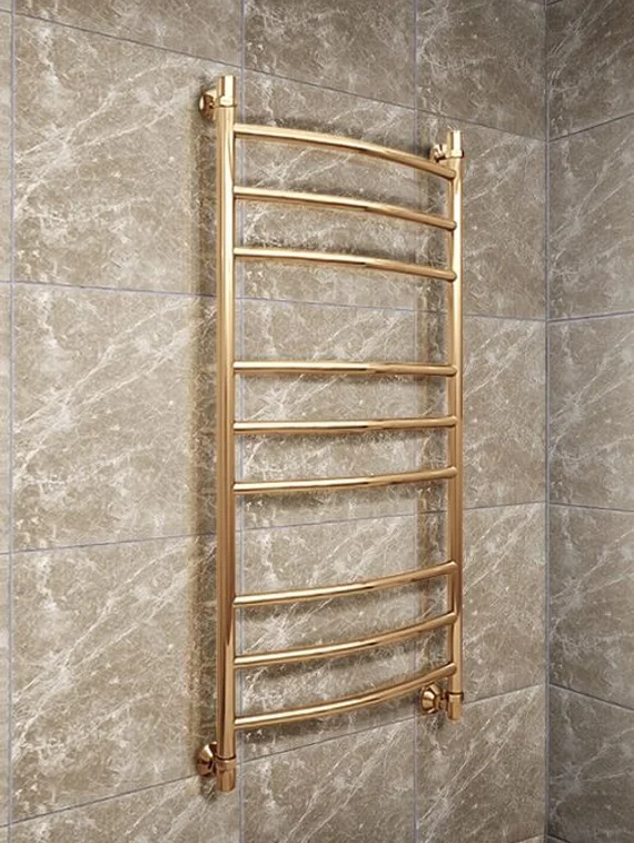 Galant  Bronze - бронзовый водяной полотенцесушитель со слегка выгнутыми перекладинами, 500х500 мм