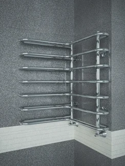 Nika - угловой водяной полотенцесушитель цвета хром.