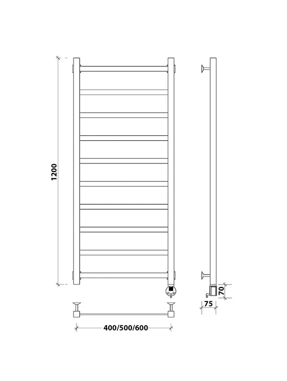 Электрический полотенцесушитель Secado Корсико 1 из нержавеющей стали, черный