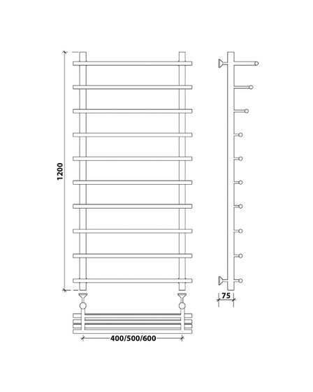 Водяной полотенцесушитель Secado Турин 6 из нержавеющей стали