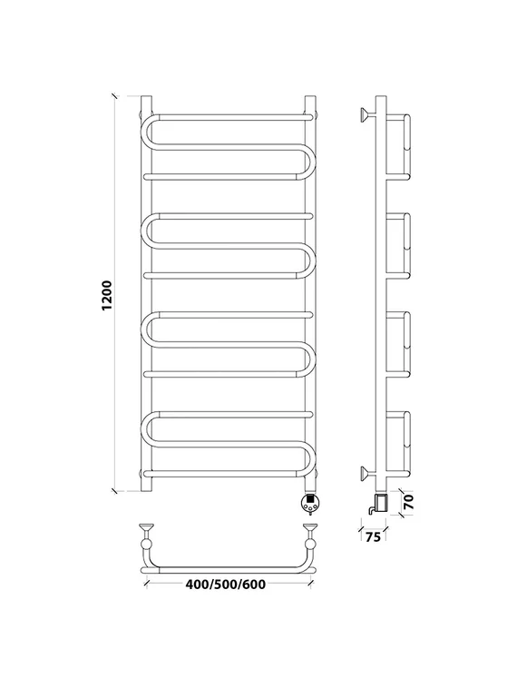 Электрический полотенцесушитель Secado Валенсия 2 из нержавеющей стали