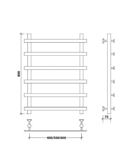 Водяной полотенцесушитель Secado Понтида 1 из нержавеющей стали